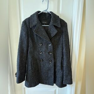 Nine West Charcoal Wool Blend Double-Breasted Pea Coat Size 14